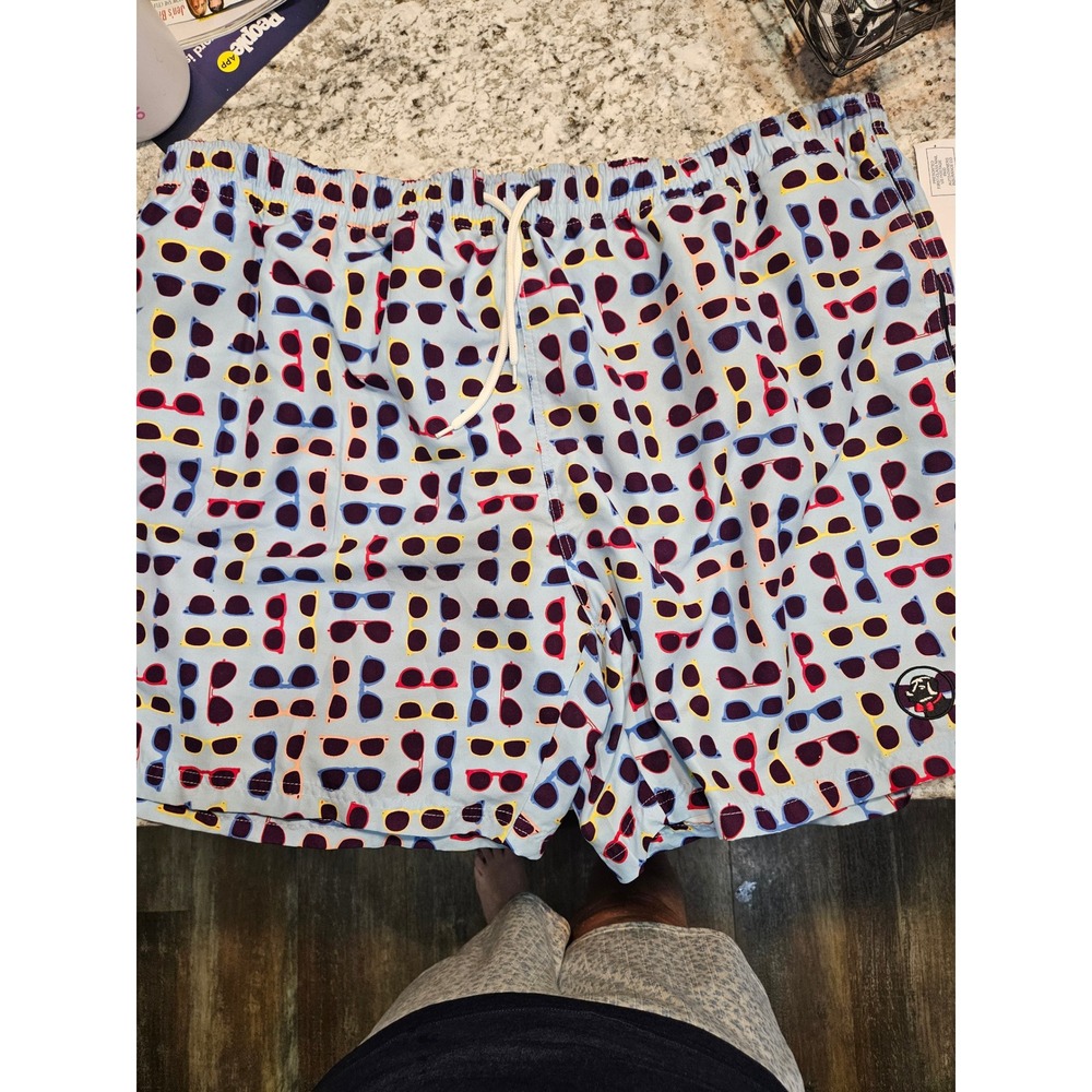 Southern Proper Mens XXL Swim Trunks Sunglasses Print Light Blue Mesh Lined shor